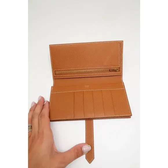 Hermès Bearn Souffle Gusseted Brown Leather Wallet - Picture 4 of 7